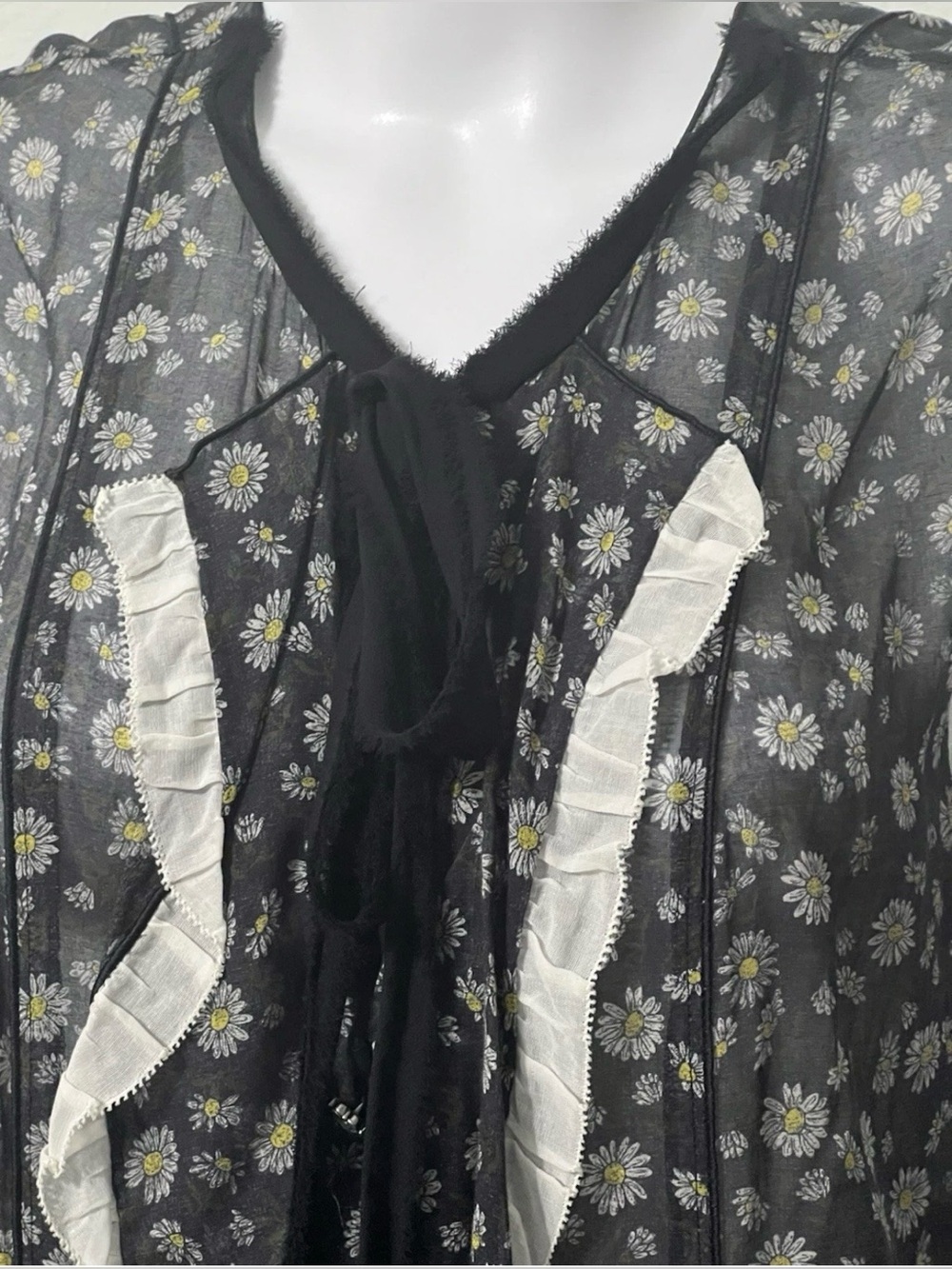 Marc Jacobs Daisy Floral Sheer Cotton Dress Black White Size 8 Like New - Picture 5 of 11
